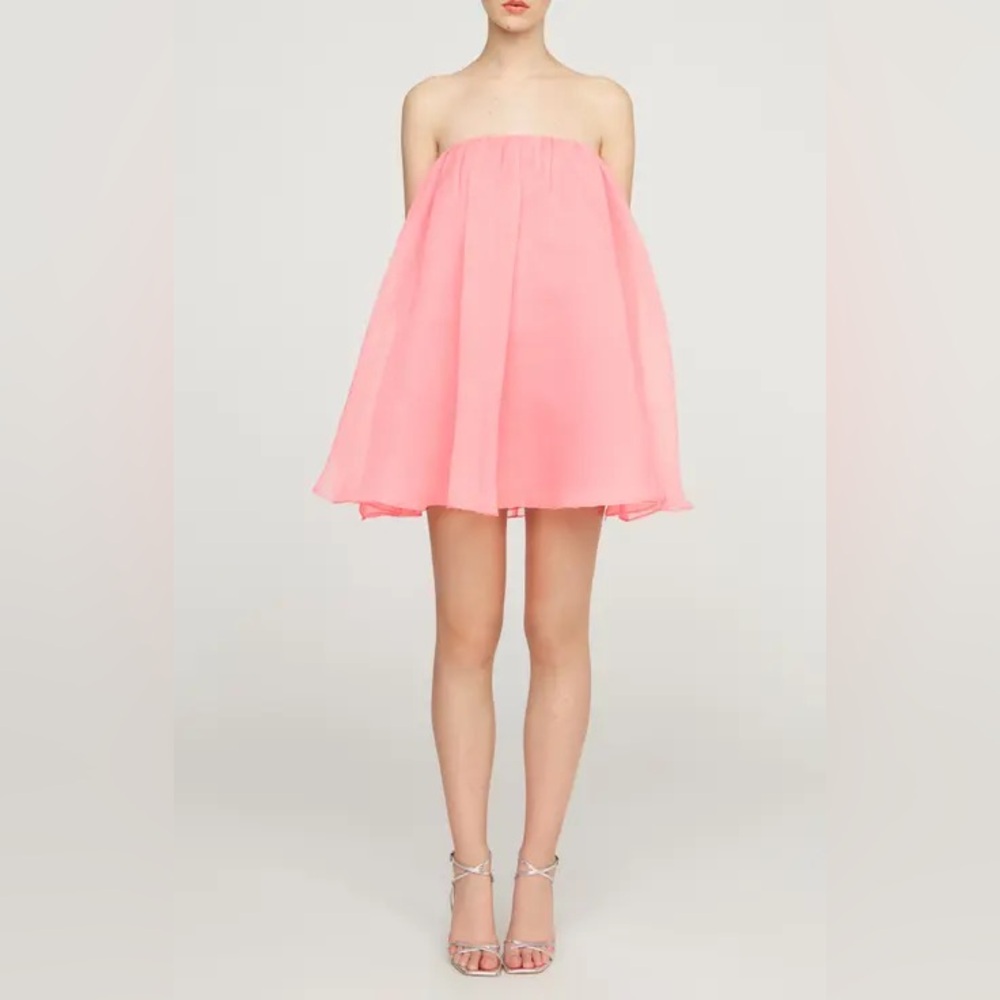 Halston Heritage Asymmetrical Coral Strapless Dress